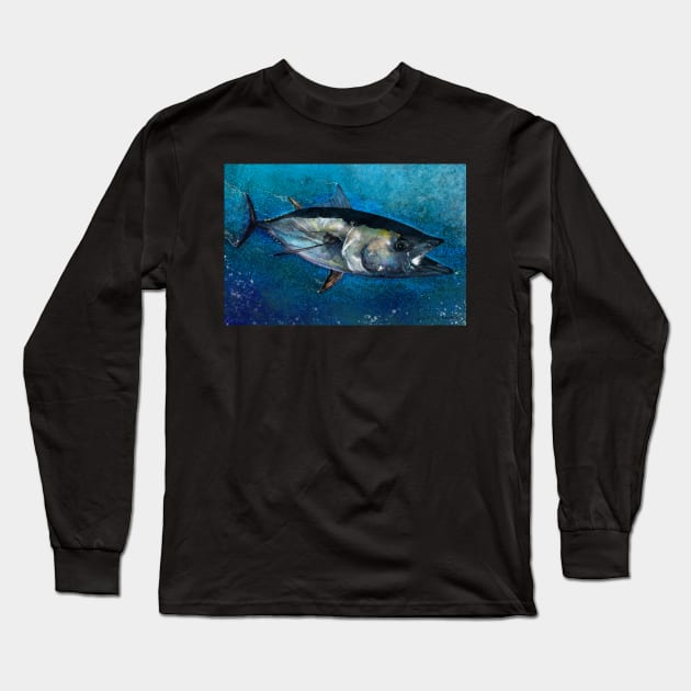 The Bluefin Tuna Painting Long Sleeve T-Shirt by fishweardesigns
